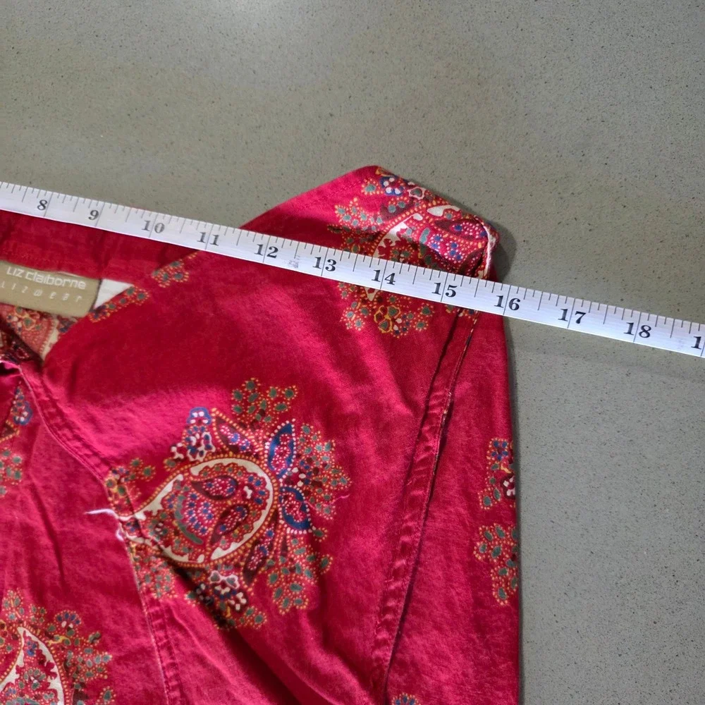 Liz Claiborne Lizwear Red Paisley Cotton Maxi Skirt Beaded Trim Size 6